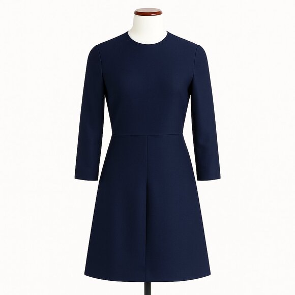 & Other Stories Dresses & Skirts - & Other Stories Box Pleat Navy Sheath Dress Exposed Zipper Size 6 Long Sleeve